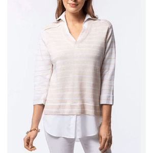 TYLER BOE STRIPED TWOFER SWEATER STRAW Size Small, MSRP $152